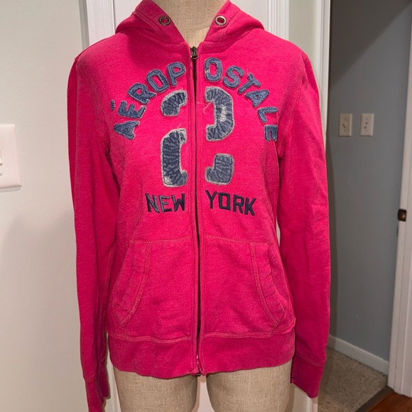 Aeropostale Y2K 90s Fuchsia pink Zip-Up Hoodie large - Picture 1 of 5